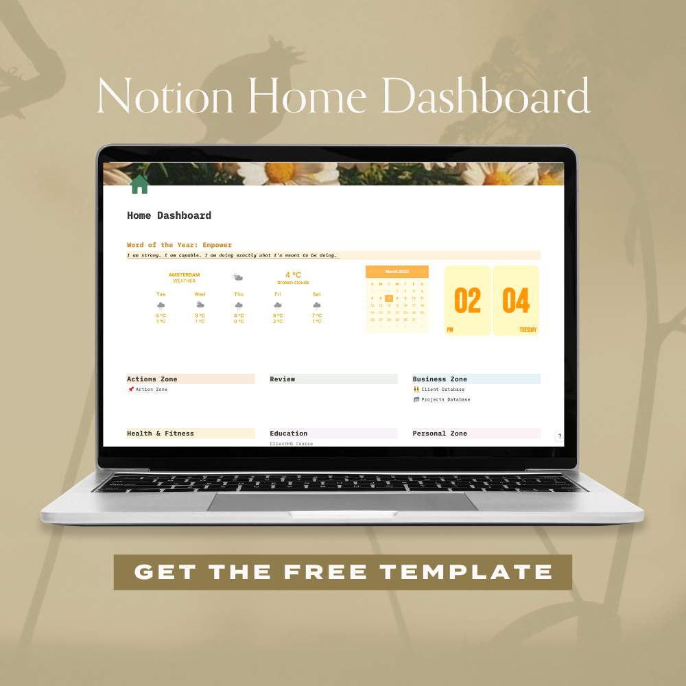 Free Notion Home Dashboard Template