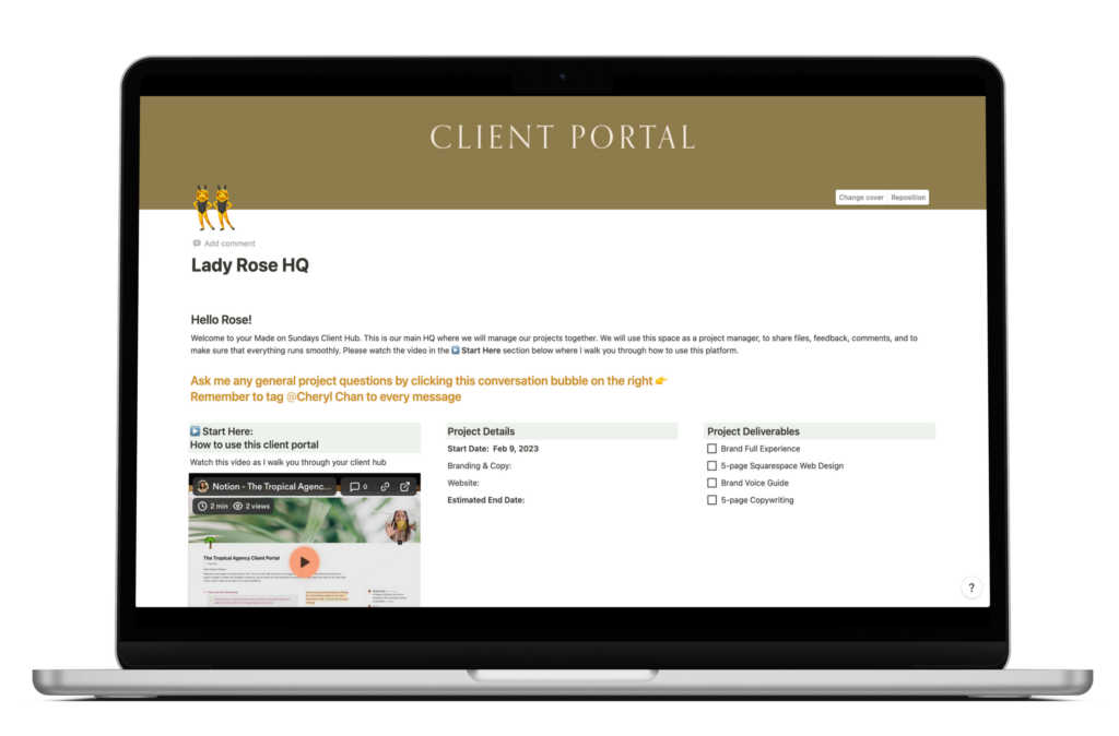 Collaborative Notion client portal