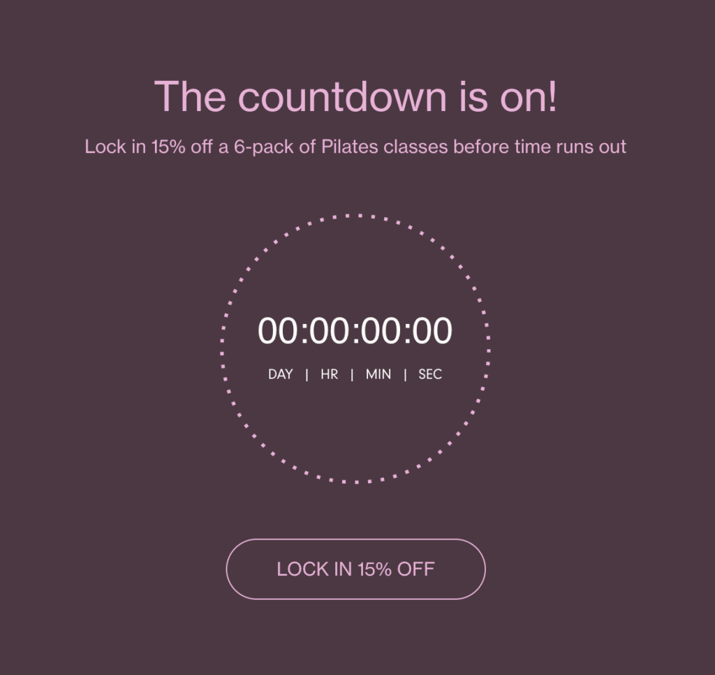 A visual showing different types of layouts available for the countdown feature in Flodesk. 